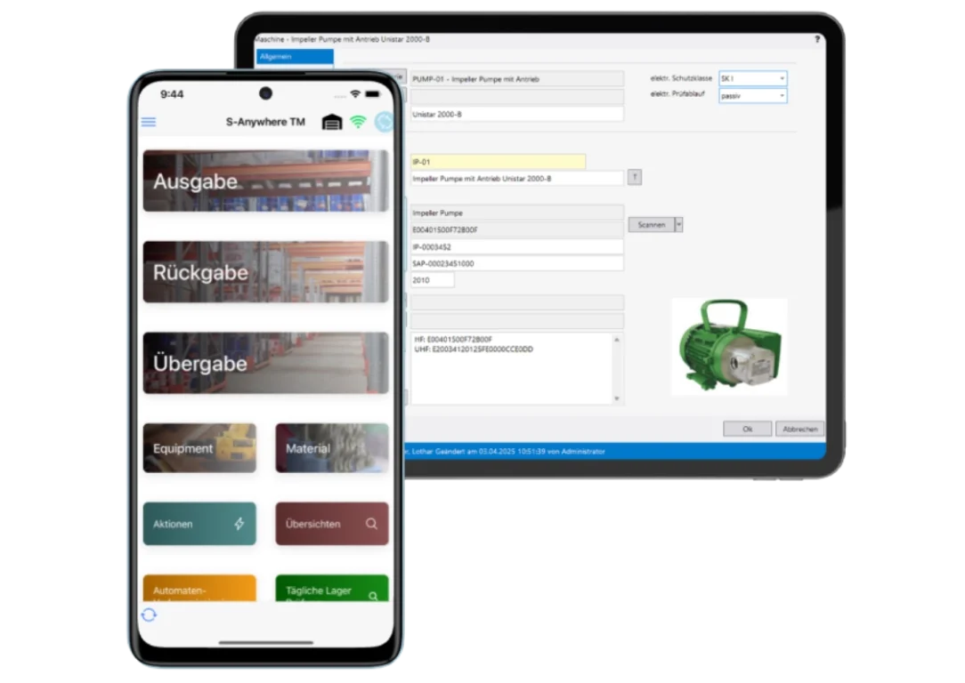 Dashboad der Werkzeugverwaltungssoftware - Tablet und mobil